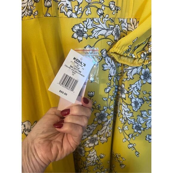 Nanette Lepore Women’s Size 12 Printed 3:4 Sleeve Shirt Dress Mustard Yellow NWT - Picture 13 of 16